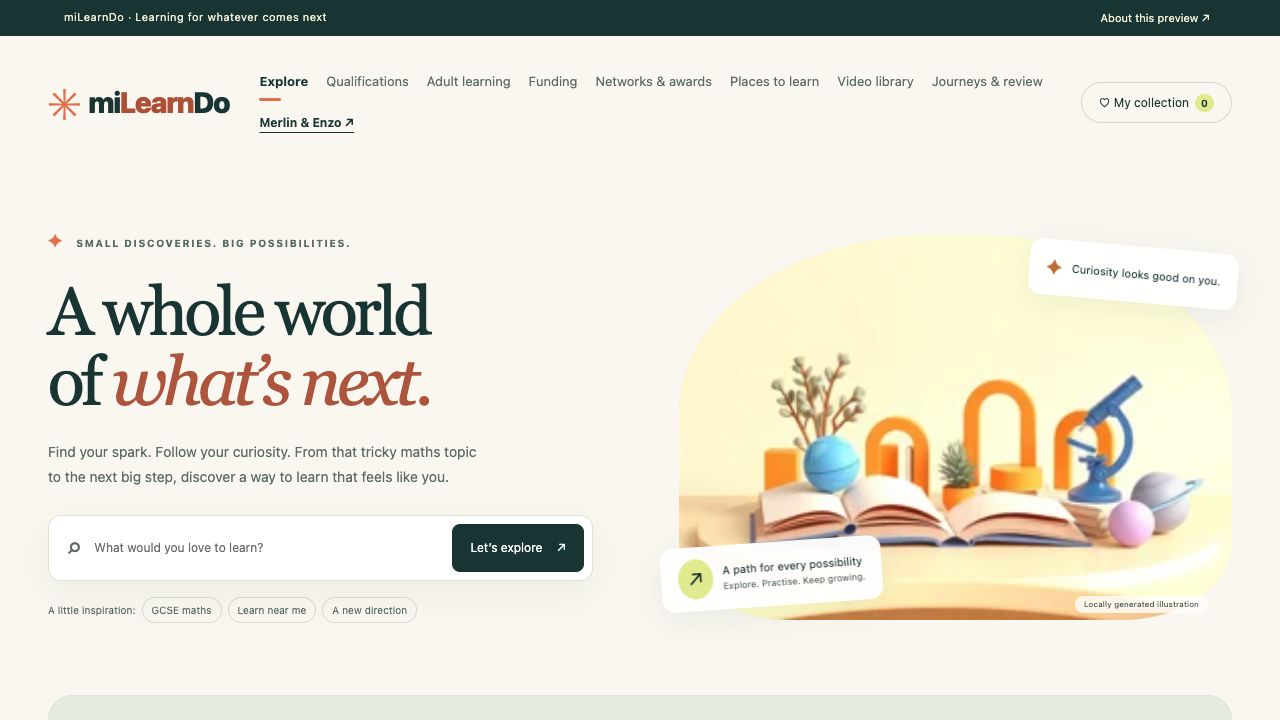 miLearnDo’s public preview: A whole world of what’s next, with learning search and routes into qualifications and adult learning